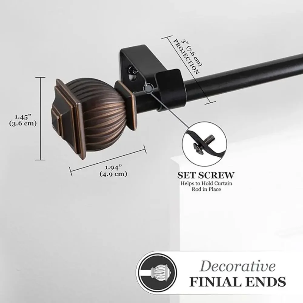 Kenney Beckett 5/8 in Adjustable Curtain Rod Oil Rubbed Bronze 28 to 48 in